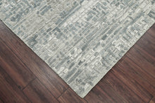 Multi Size Tone On Tone Gray Hand Knotted Tibetan Wool/Bamboo Silk Modern & Contemporary Oriental Area Rug
