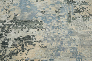 8x10 Gray LoomBloom Hand Knotted Modern Abstract Tibetan 100% Wool Oriental Area Rug