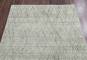 4x6 Gray, Beige Hand Made Loop n Cut Pile 100% Wool Modern & Contemporary Oriental Area Rug