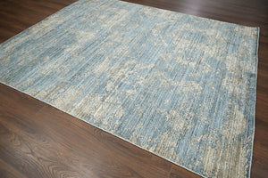 Multi Size Celadon,Beige Hand Knotted Wool/Bamboo Silk Transitional Oriental Area Rug