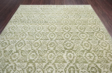 10x14 Beige, Green Hand Knotted Oushak 100% Wool Southwestern Oriental Area Rug