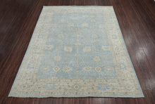 9x12 Blue, Beige Hand Knotted Afghan Oushak 100% Wool Traditional Oriental Area Rug