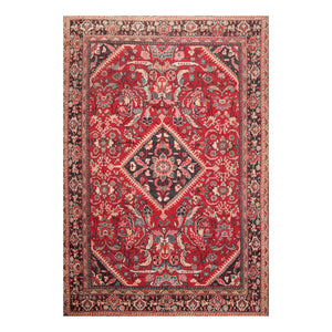 6' 11''x10' 3'' Red Charcoal Beige Color Hand Knotted Persian 100% Wool Traditional Oriental Rug