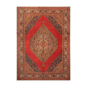 8' 10''x11' 8'' Orange Beige Mint Color Hand Knotted Persian 100% Wool Traditional Oriental Rug