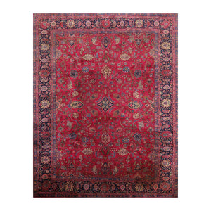 9' x 11'5" Hand Knotted 100% Wool Antique Saroukk 250KPSI Oriental Area Rug Rose - Oriental Rug Of Houston