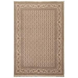 5'10" x 8'9" Hand Knotted Wool & Silk Traditional Oriental Area Rug Cream, Gray - Oriental Rug Of Houston