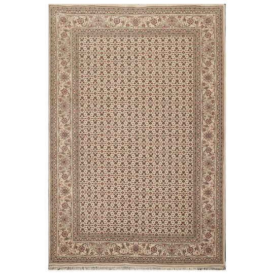 5'10" x 8'9" Hand Knotted Wool & Silk Traditional Oriental Area Rug Cream, Gray