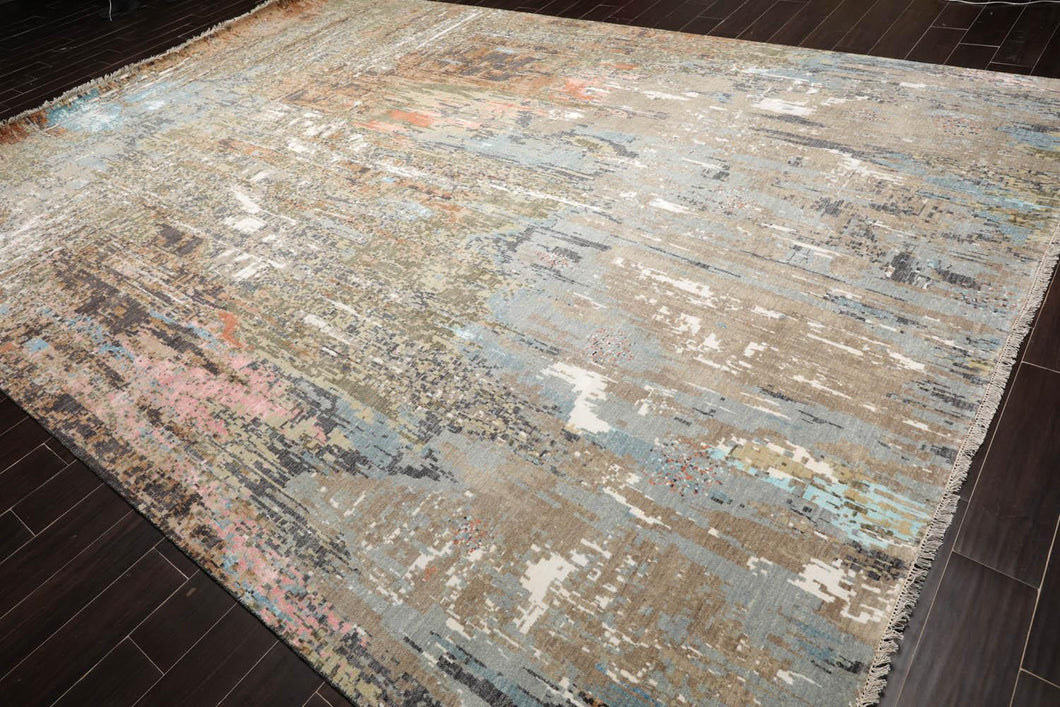 10' x14' Hand Knotted Sherpa 100% Wool Modern Oriental Area Rug Gray - Oriental Rug Of Houston