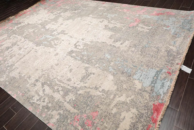 9' x12' Hand Knotted Sherpa Wool & Silk Modern Oriental Area Rug Beige - Oriental Rug Of Houston