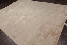 9' x12'  Tan Taupe Beige Color Hand Knotted Sherpa Wool and Silk Modern & Contemporary Oriental Rug