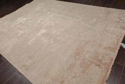 9' x12' Hand Knotted Sherpa Wool & Silk Modern Oriental Area Persian Rug Tan - Oriental Rug Of Houston