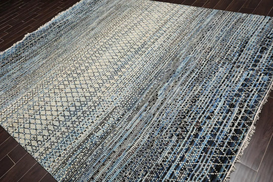 8' x 10' Hand Knotted 100% Wool Muted Modern Area Rug Beige