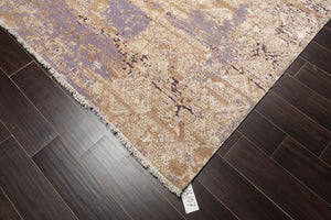 Tibetan 8' x 10' Hand Knotted Wool & Silk Contemporary Sherpa Area Rug Lavender - Oriental Rug Of Houston