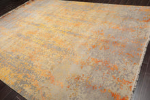 9' x12'  Taupe Gold Orange Color Hand Knotted Sherpa Wool and Silk Modern & Contemporary Oriental Rug