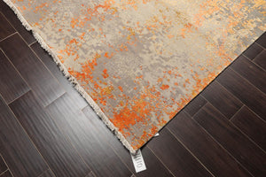 9' x12' Hand Knotted Sherpa Wool & Silk Modern Oriental Area Rug Taupe - Oriental Rug Of Houston