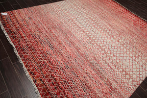 8' x 10' Hand Knotted 100% Wool Contemporary Modern Grass Area Rug Red - Oriental Rug Of Houston