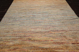 9' x 12' Hand Knotted 100% Wool Contemporary Modern Muted Area Rug Gold - Oriental Rug Of Houston