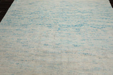 8' x 10' Hand Knotted 100% Wool Muted Modern Area Rug Ivory, Aqua - Oriental Rug Of Houston