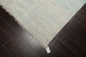 8' x 10' Hand Knotted 100% Wool Muted Modern Area Rug Ivory, Aqua - Oriental Rug Of Houston