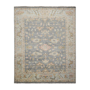 9' x12'  Slate Mint Blush Color Hand Knotted Turkish Oushak  100% Wool Traditional Oriental Rug