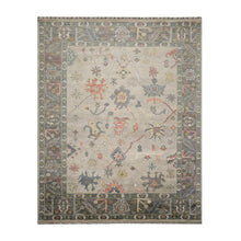 9' x12'  Gray Beige Teal Color Hand Knotted Turkish Oushak  100% Wool Traditional Oriental Rug