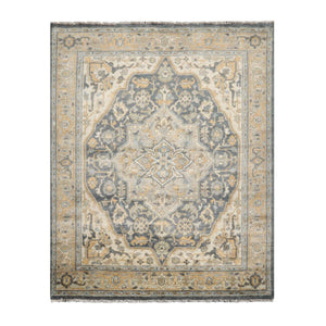 8' x10' 2'' LoomBloom Muted Turkish Oushak Hand Knotted Wool Area Rug Slate, Gray Color - Oriental Rug Of Houston