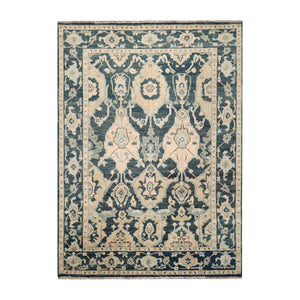 8x10 Teal, Pale Peach LoomBloom Muted Turkish Oushak Hand Knotted Wool Oriental Area Rug - Oriental Rug Of Houston