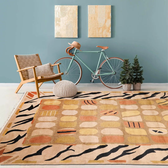 Hand Knotted 100% Wool Traditional Tibetan Oriental Area Rug Brown 6' x 9'