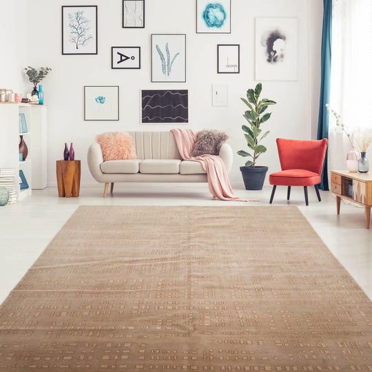 8' x 10' Hand Knotted Tibetan 100% Wool Designer Modern & Contemporary  Oriental Area Rug Tan,Brown Color