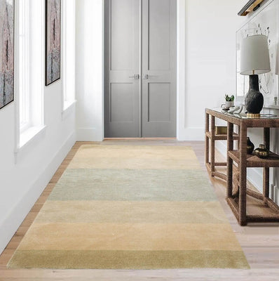 3'10''x6' Hand Knotted Tibetan Wool and Silk Tibetan Modern & Contemporary Oriental Area Rug Aqua,Beige Color - Oriental Rug Of Houston