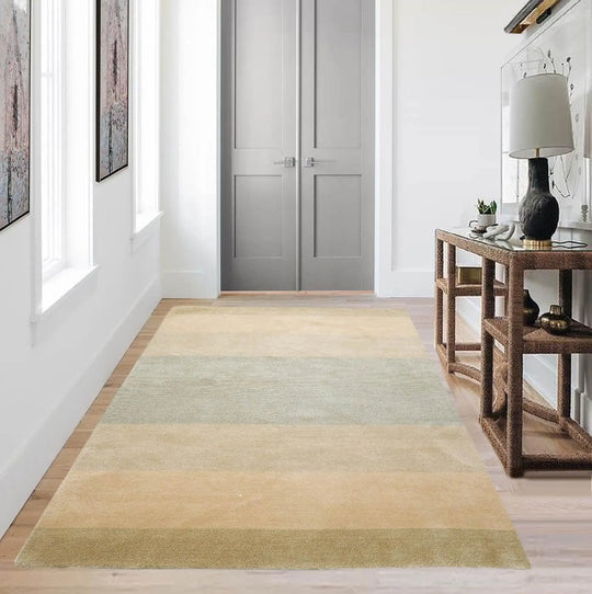 3'10''x6' Hand Knotted Tibetan Wool and Silk Tibetan Modern & Contemporary  Oriental Area Rug Aqua,Beige Color