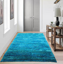 4'x5'11'' Hand Knotted Tibetan 100% Silk Tibetan Modern & Contemporary Oriental Area Rug Turquoise Color - Oriental Rug Of Houston