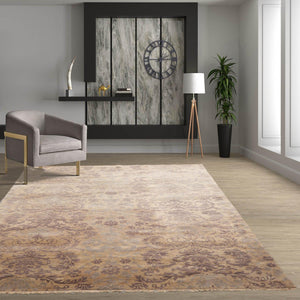 5'11''x8'9'' Hand Knotted 100% Wool Damask Transitional Oriental Area Rug Beige, Gray Color - Oriental Rug Of Houston