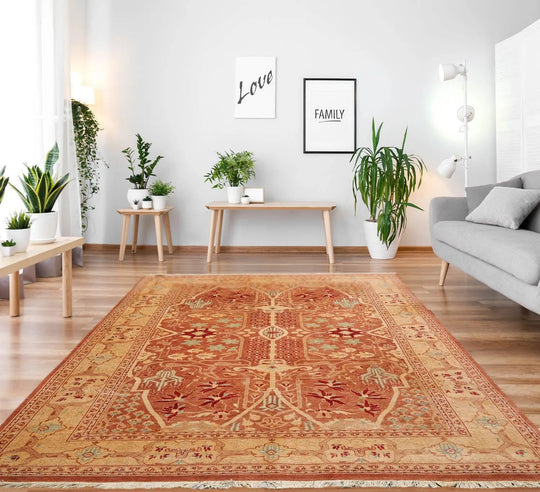 6x9 Hand Knotted 100% Wool Peshawar Traditional 200 KPSI Oriental Area Rug almond, Caramel Color