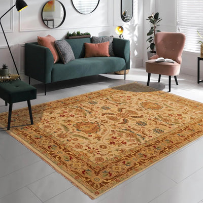 5'10''x8'7'' Hand Knotted 100% Wool Sultanabad Traditional Oriental Area Rug Beige, Brown Color - Oriental Rug Of Houston
