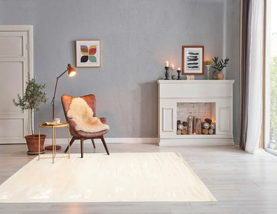5' x8' Hand Tufted Hand Made Wool and Bamboo Modern & Contemporary Oriental Area Rug Tone On Tone,Ivory Color - Oriental Rug Of Houston