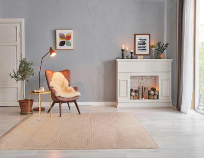 5' x8' Hand Tufted Hand Made 100% Wool Modern & Contemporary Oriental Area Rug Tone On Tone,Tan Color - Oriental Rug Of Houston