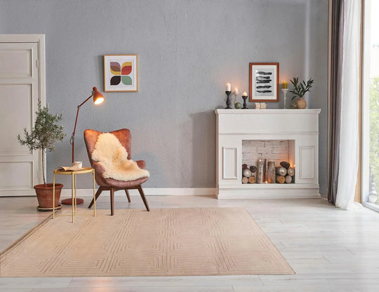 5' x8' Hand Tufted Hand Made 100% Wool  Modern & Contemporary  Oriental Area Rug Tone On Tone,Tan Color