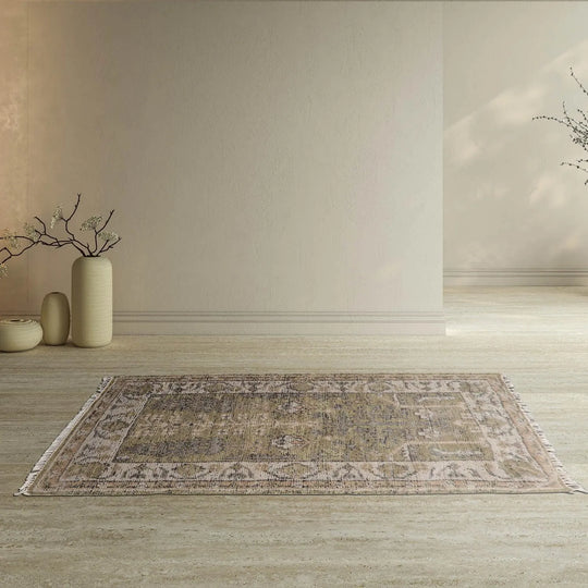 3'x5' Hand Knotted Turkish Oushak  100% Wool  Traditional  Oriental Area Rug Pistacchio,Beige Color