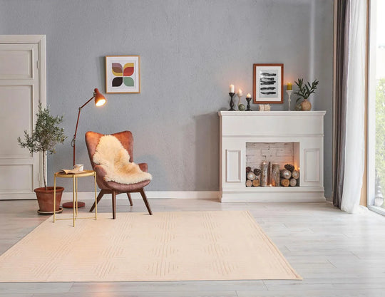 5' x8' Hand Tufted Hand Made 100% Wool Designer Modern & Contemporary  Oriental Area Rug Tone On Tone,Beige Color