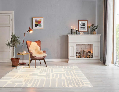5' x8' Hand Tufted Hand Made 100% Wool Designer Modern & Contemporary Oriental Area Rug Gray,Cream Color - Oriental Rug Of Houston