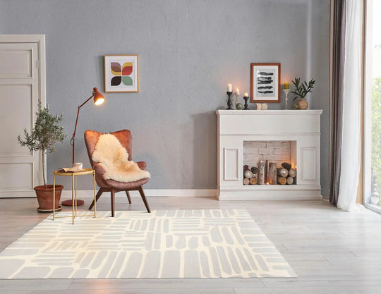 5' x8' Hand Tufted Hand Made 100% Wool Designer Modern & Contemporary  Oriental Area Rug Gray,Cream Color