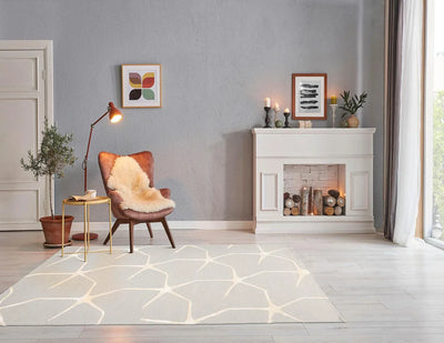 5' x8' Hand Tufted Hand Made 100% Wool Designer Modern & Contemporary Oriental Area Rug Gray,Ivory Color - Oriental Rug Of Houston