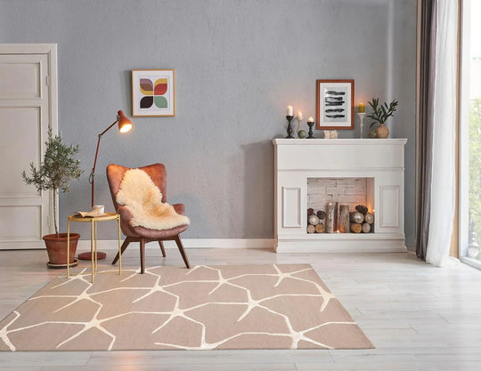 5' x8' Hand Tufted Hand Made Wool & Art Silk Designer Modern & Contemporary  Oriental Area Rug Taupe,Ivory Color