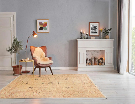 5' 3''x7' 10'' Hand Knotted Chobi Peshawar 100% Wool Traditional Oriental Area Rug Beige, Tan Color