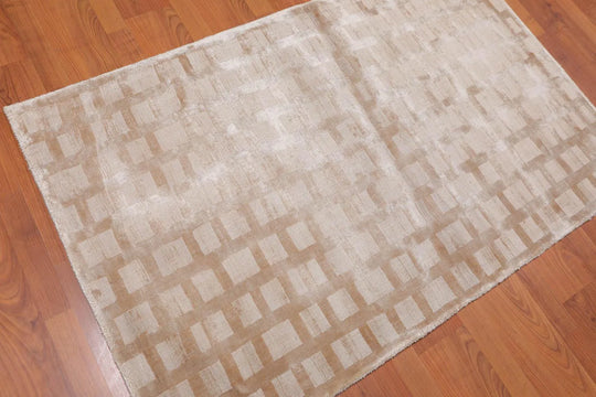3' x 5' Handmade Modern 100% Viscose Loop & Cut Pile Area Rug Tan