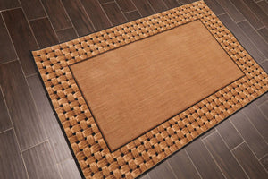 3'6" x 5'6" Basketweave 100% wool Contemporary Oriental Area rug Tan