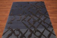 4'8" x 6’8" Handmade High Low Pile 100% Wool Area rug Modern Gray - Oriental Rug Of Houston