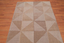 4'7x6'8 Hand Tufted Wool Loop N Cut PileGeometric Pattern Oriental Area Rug Beige, Brown Color