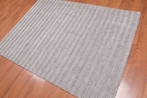 4'9" x 6’7" Handmade High Low Loop & Cut Pile 100% Wool Area rug Oatmeal